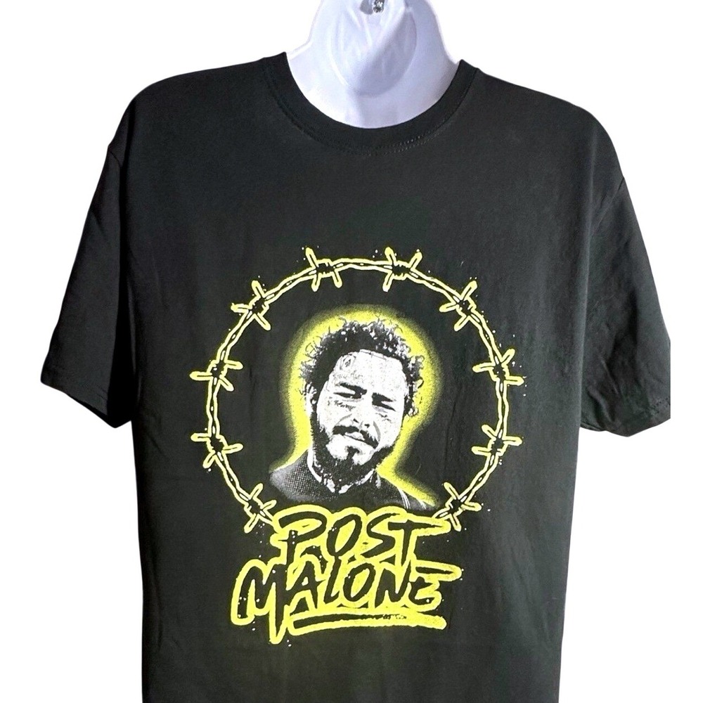 Post Malone 2019 Tour T-Shirt Mens Medium Black Barbed Wire Graphic Concert Tee